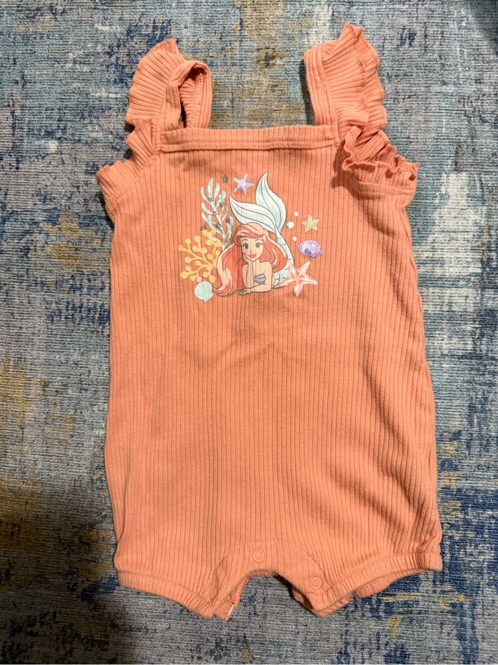 Disney Baby Peach Ribbed Sleeveless Romper